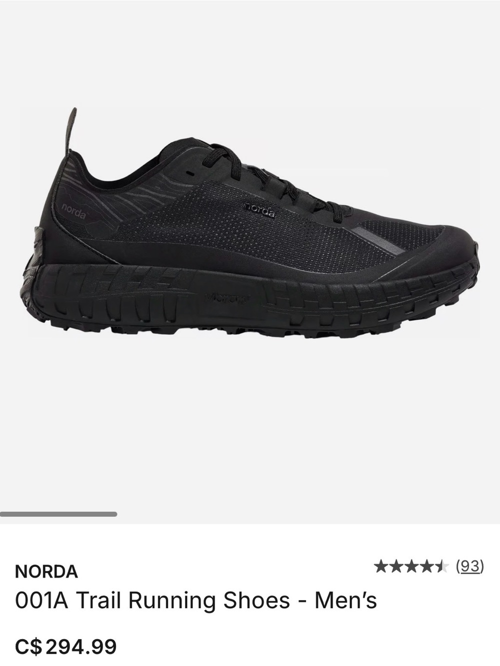 NORDA Trail Running 001 size 11 - Black